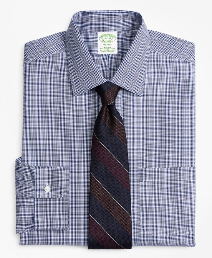 Brooks Brothers Men's Stretch Extra Slim Fit Slim-fit Dress Shirt, Non-iron Glen Plaid