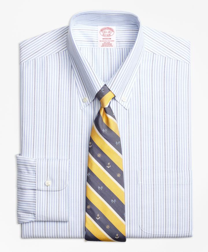 Brooks Brothers Men's Non-iron Regular Fit Brookscool Candy Stripe Dress Shirt