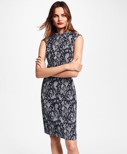 Brooks Brothers Petite Floral Glen Plaid Jacquard Sheath Dress