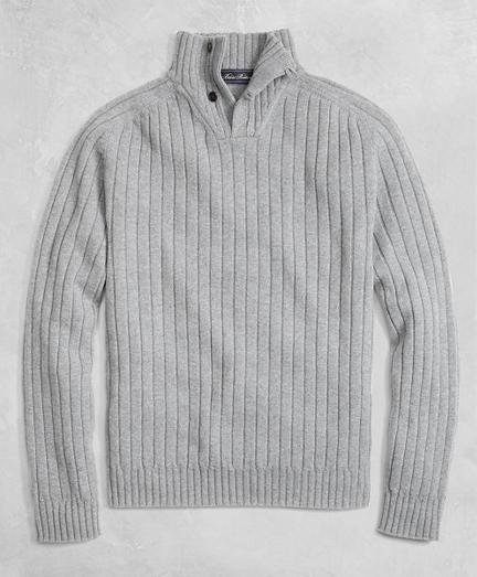 Brooks Brothers Golden Fleece 3-d Knit Saxxon Reserve Button Mockneck Sweater