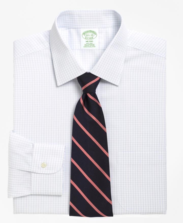 Brooks Brothers Men's Non-iron Extra Slim Fit Medium Check Dress Shirt