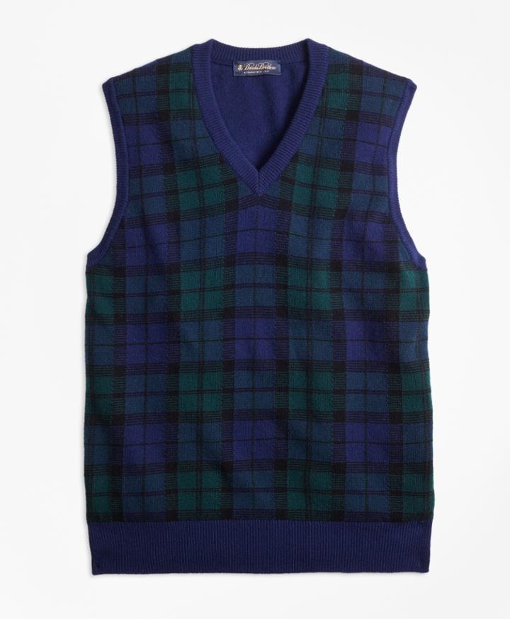 Brooks Brothers Men's Cashmere Black Watch Plaid Vest