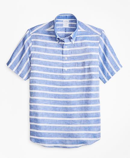 Brooks Brothers Regent Fit Horizontal Stripe Short-sleeve Popover Sport Shirt