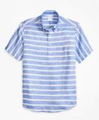 Brooks Brothers Regent Fit Horizontal Stripe Short-sleeve Popover Sport Shirt