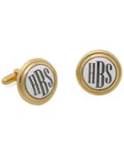 Brooks Brothers Men's Gold And White Hand Painted Enamel Cuff Links