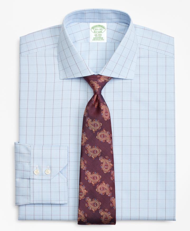 Brooks Brothers Men's Extra Slim Fit Slim-fit Dress Shirt, Non-iron Plaid Overcheck