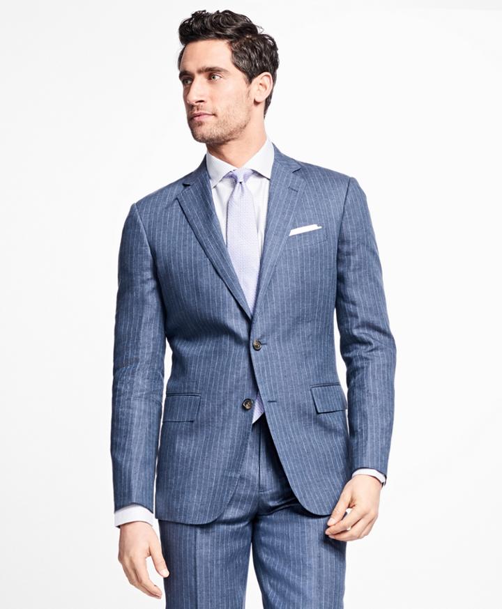 Brooks Brothers Men's Regent Fit Stripe Linen Suit