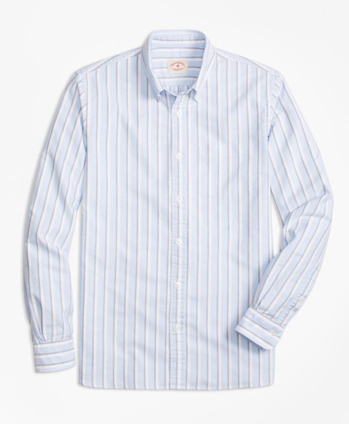 Brooks Brothers Men's Striped Cotton Oxford Sport Shirt