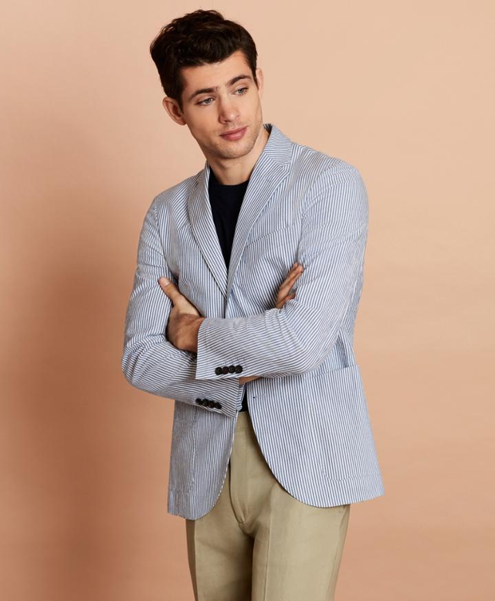 Brooks Brothers Men's Striped Seersucker Two-button Sport Coat