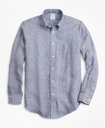 Brooks Brothers Regent Fit Ground Check Irish Linen Sport Shirt