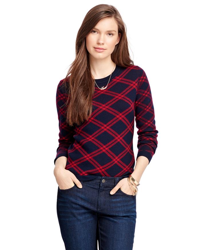Brooks Brothers Women's Merino Wool Windowpane Sweater