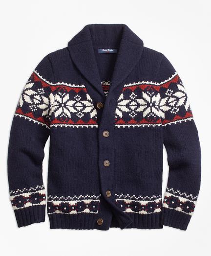 Brooks Brothers Wool Blend Fair Isle Cardigan