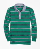 Brooks Brothers Mini Stripe Chambray Pique  Polo Shirt