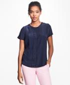 Brooks Brothers Women's Short-sleeve Silk Crepe Pleated Top