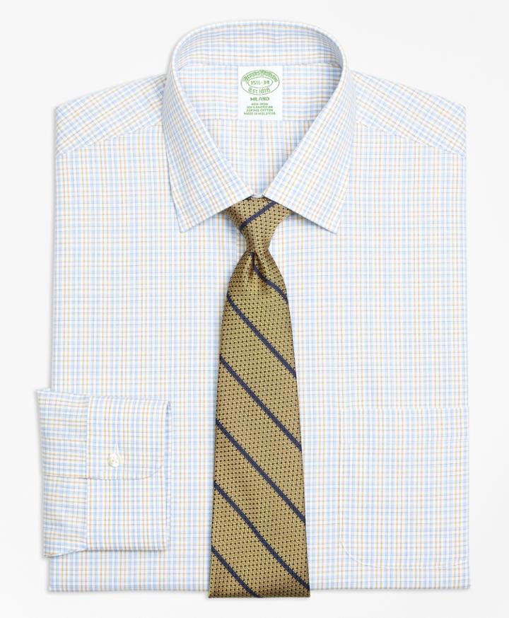 Brooks Brothers Men's Non-iron Extra Slim Fit Alternating Check Dress Shirt