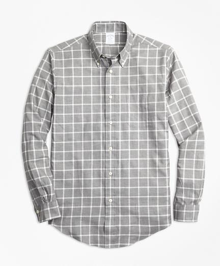 Brooks Brothers Regent Fit Small Windowpane Flannel Sport Shirt