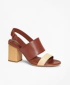 Brooks Brothers Women's Two-tone Leather Block-heel Sandals