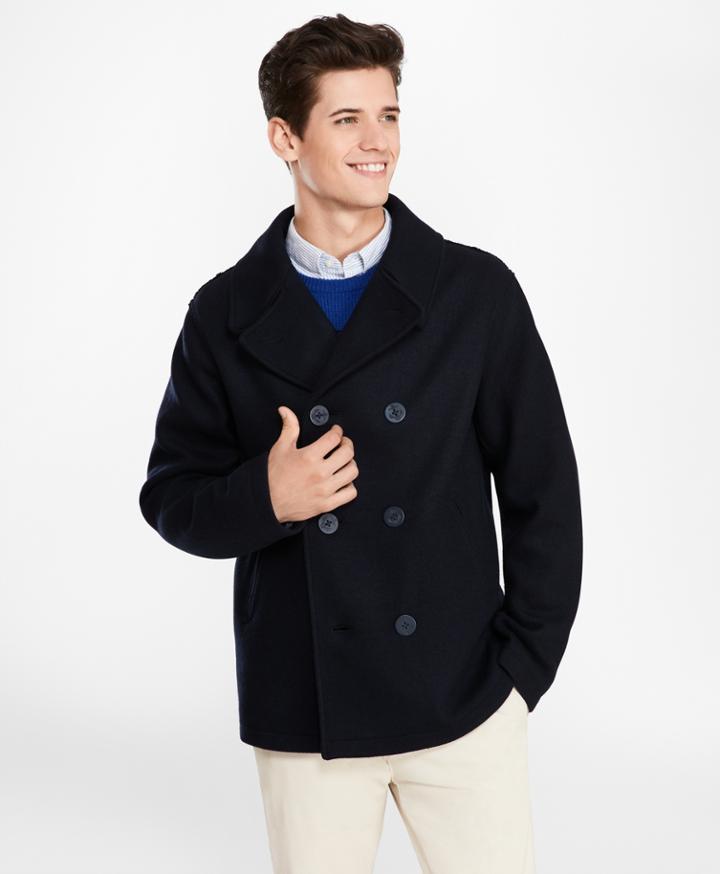 Brooks Brothers Men's Wool-blend Jersey-knit Peacoat
