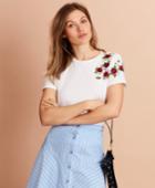 Brooks Brothers Women's Floral-embroidered T-shirt