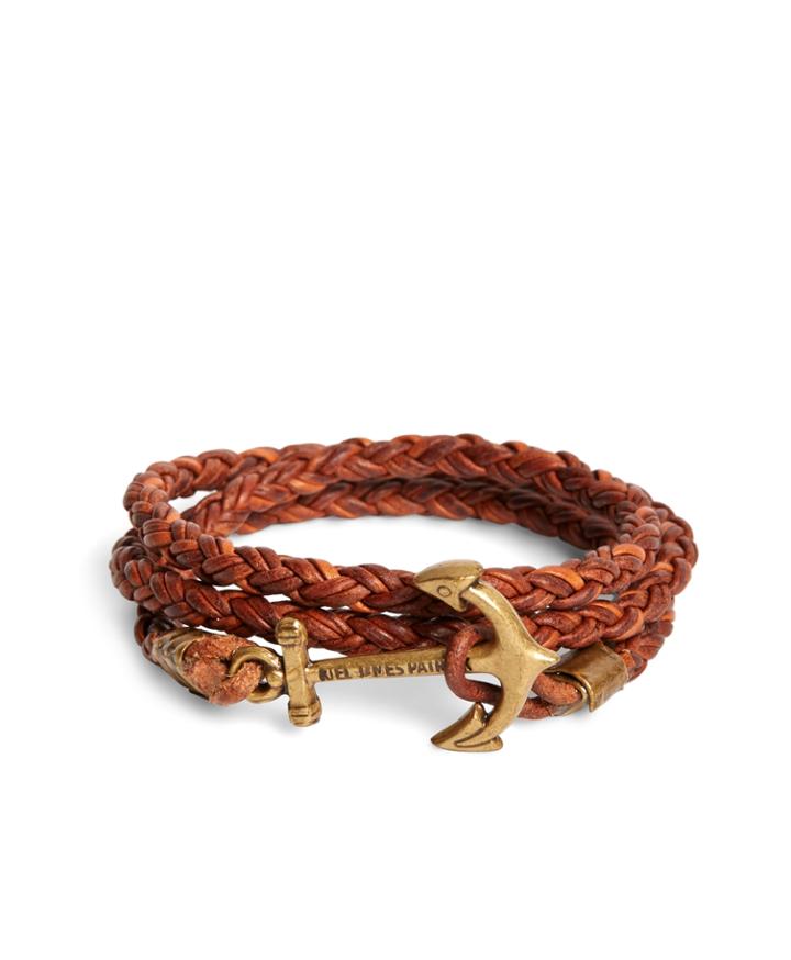 Brooks Brothers Men's Kiel James Patrick Walnut Leather Rope Bracelet