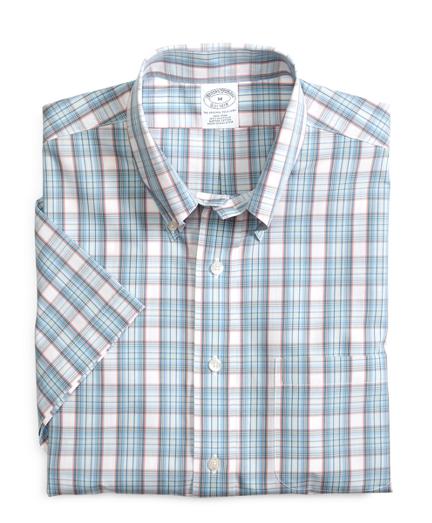 Brooks Brothers Non-iron Slim Fit Plaid Short-sleeve Sport Shirt