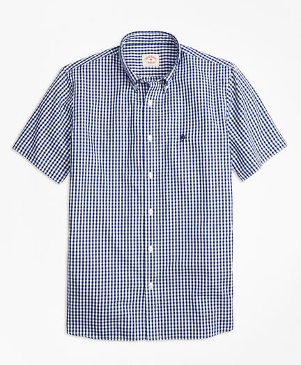Brooks Brothers Gingham Batiste Oxford Short-sleeve Sport Shirt