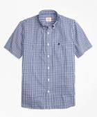 Brooks Brothers Gingham Batiste Oxford Short-sleeve Sport Shirt