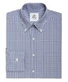Brooks Brothers Men's White And Blue Mini Gingham Button-down Shirt