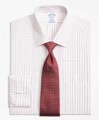 Brooks Brothers Men's Slim Fitted Dress Shirt, Non-iron Double Split Windowpane