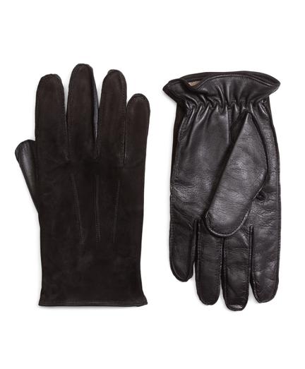 Brooks Brothers Leather And Suede Touch Screen Gloves