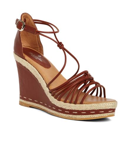 Brooks Brothers Lambskin Strappy Platform Wedge