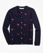 Brooks Brothers Wool Sequin Bow Embroidered Cardigan