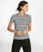 Brooks Brothers Women's Striped Linen-blend Jersey T-shirt