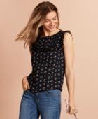 Brooks Brothers Women's Floral-print Ruffled Cotton Top