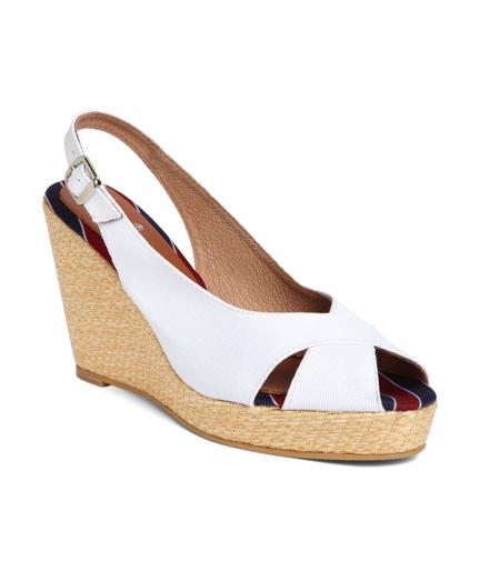 Brooks Brothers Cotton Canvas Slingback Wedge