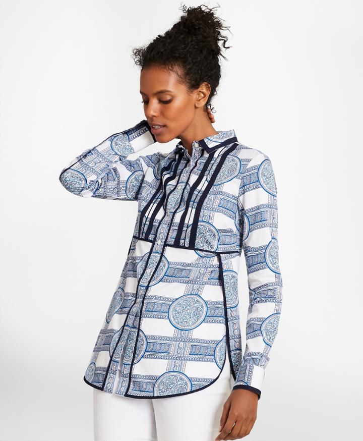 Brooks Brothers Women's Porcelain-print Cotton Sateen Tunic
