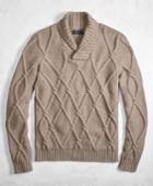 Brooks Brothers Men's Golden Fleece 3-d Knit Cashmere Blend Cable Shawl Collar Sweater