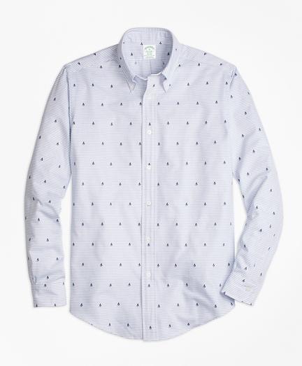 Brooks Brothers Milano Fit Stripe Boat Print Sport Shirt