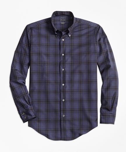 Brooks Brothers Golden Fleece Brookstech Regent Fit Turquoise Plaid Sport Shirt