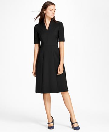 Brooks Brothers Double-weave Stretch Wool Stand Collar Dress