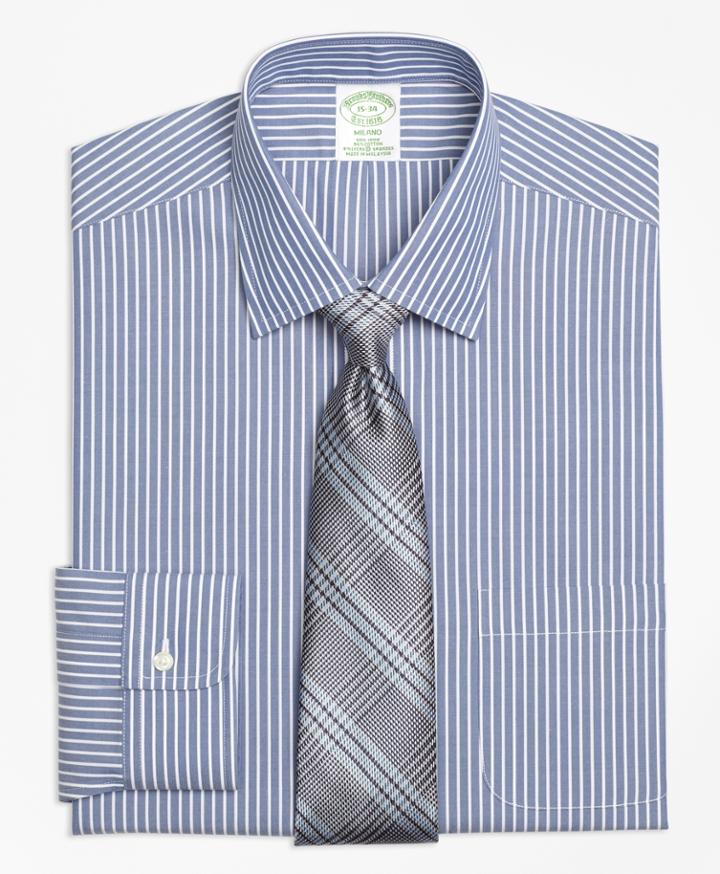 Brooks Brothers Men's Non-iron Extra Slim Fit Ground Stripestertch Dress Shirt