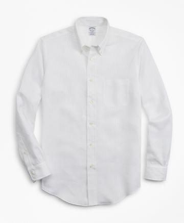 Brooks Brothers Regent Fit Textured Stripe Irish Linen Sport Shirt
