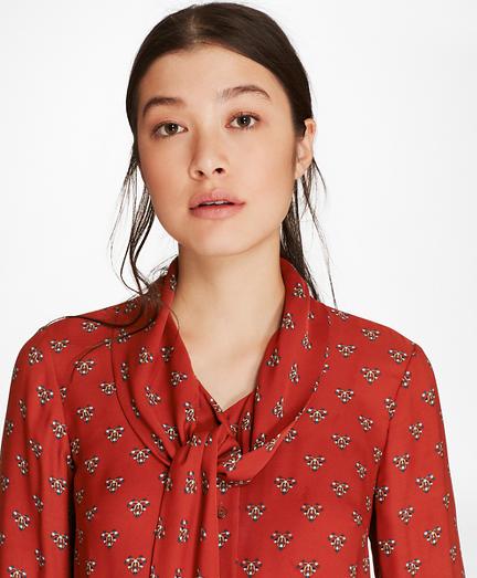 Brooks Brothers Foulard Silk Georgette Tie-collar Blouse