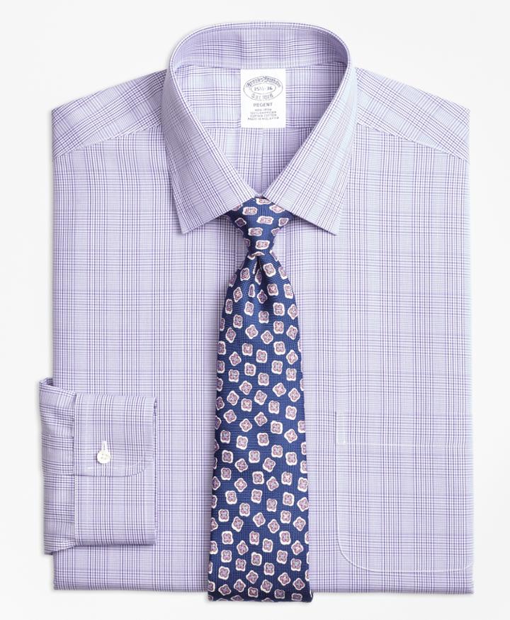 Brooks Brothers Men's Non-iron Slim Fit Tonal Plaid Dress Shirt