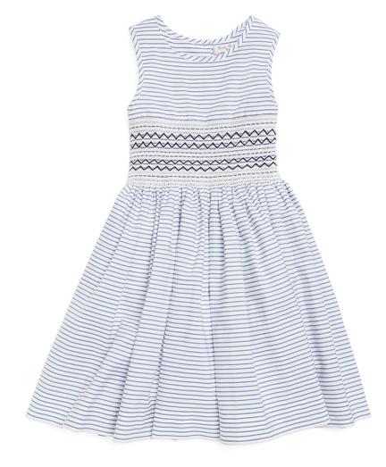 Brooks Brothers Sleeveless Striped Smocked Dress