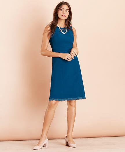 Brooks Brothers Lace-hem Wool-blend Twill Dress