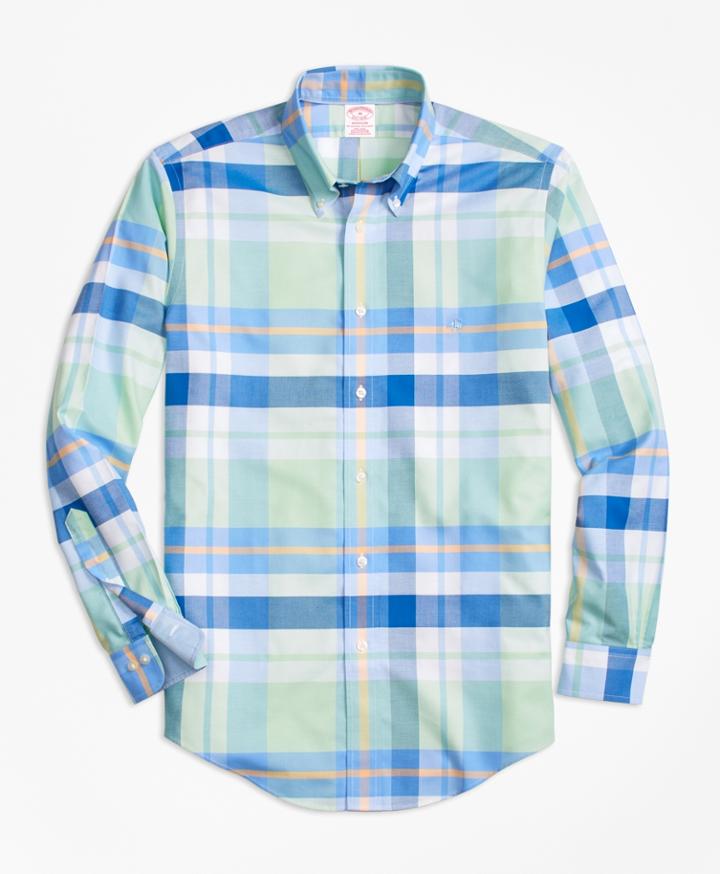 Brooks Brothers Men's Non-iron Brookscool Madison Fit Bold Plaid Sport Shirt