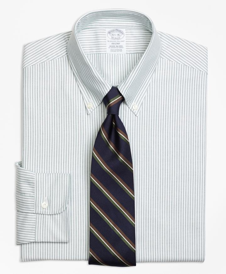 Brooks Brothers Men's Slim Fit Original Polo Button-down Oxford Stripe Dress Shirt