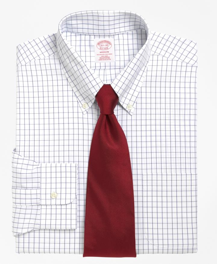 Brooks Brothers Men's Non-iron Regular Fit Windowpane Dress Shirt