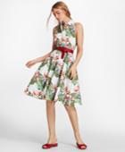 Brooks Brothers Women's Petite Tropical-print Cotton Sateen Shirt Dress